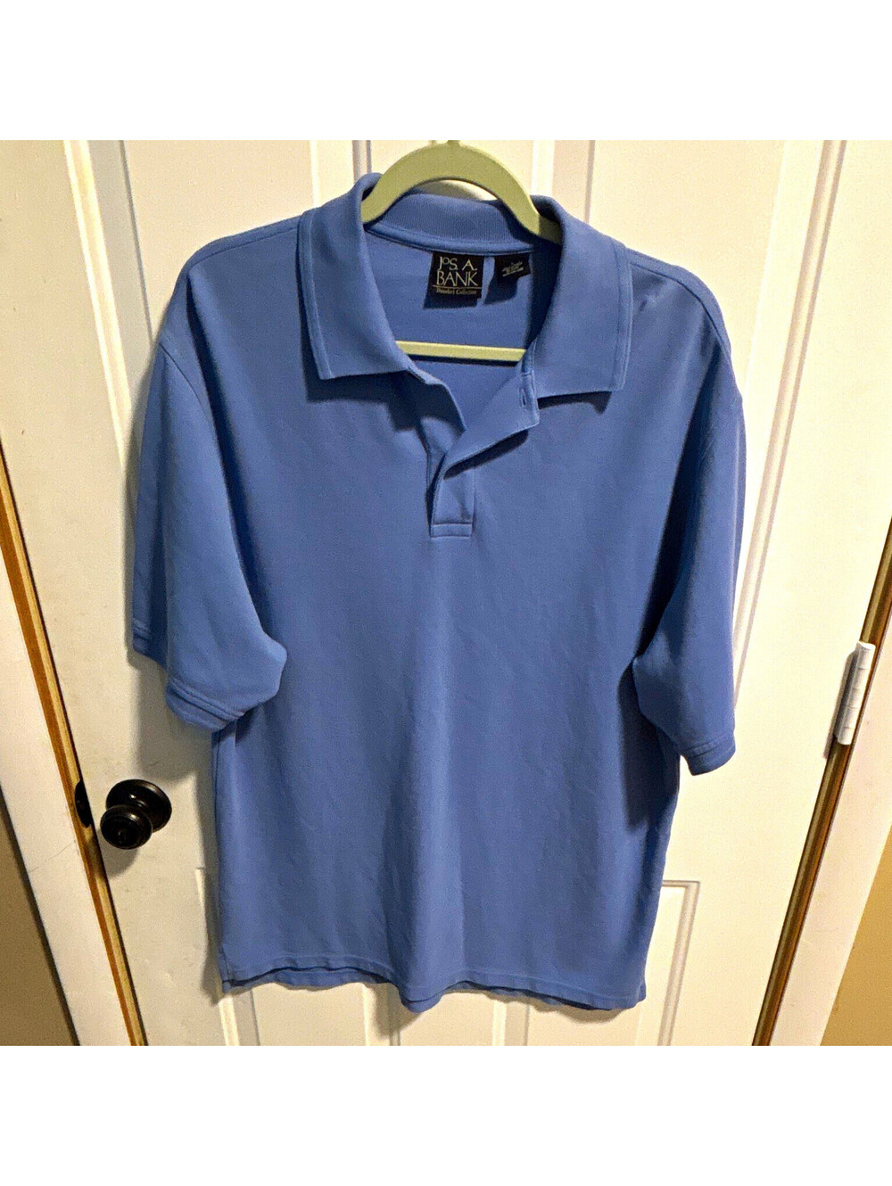 Jos. A. Bank Men’s L Blue Solid Collared Short Sleeve Polo Traveler’s Collection